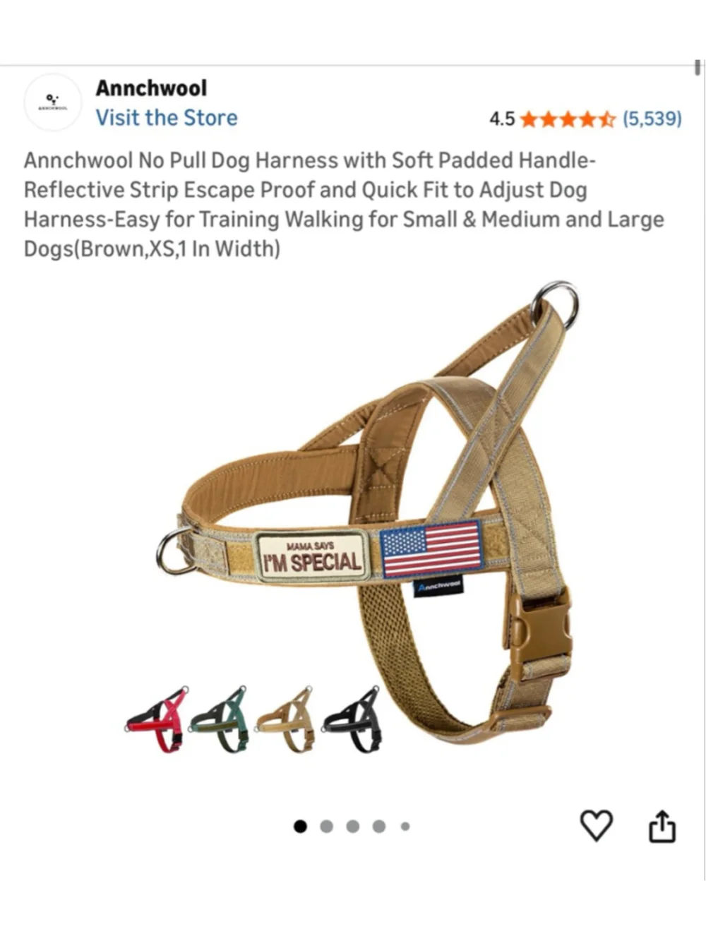 Annchwool XS No Pull Padded Tan Camo Tactical Harness (missed return window)